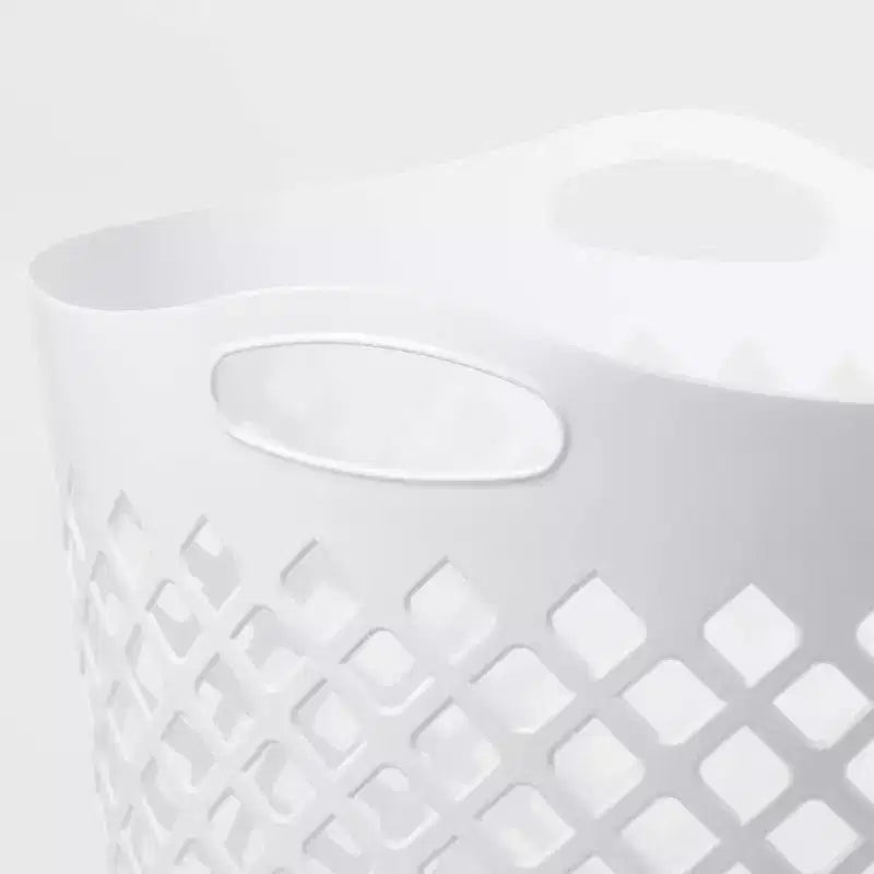 Panier à linge souple de 2,2 boisseaux blanc - Brightroom™ : Panier à linge haut en plastique avec poignées intégrées, motif losanges