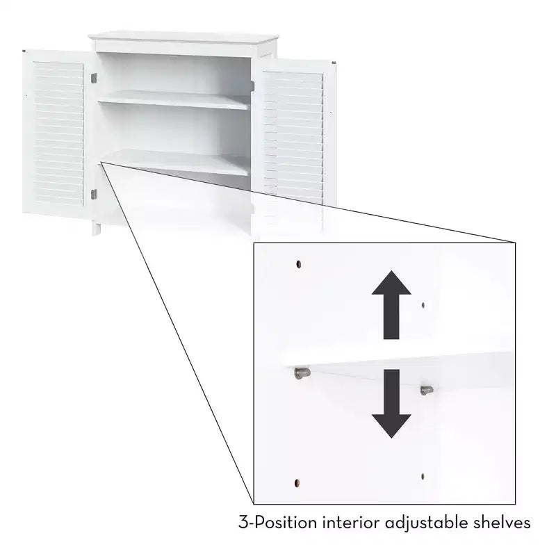 Meuble de rangement au sol RiverRidge Ellsworth pour salle de bain et buanderie avec portes et étagères réglables - Blanc
