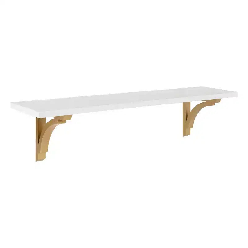 Kate & Laurel All Things 36" x 9" Corblynd Étagère murale traditionnelle en bois blanc/doré : rangement élégant pour la maison