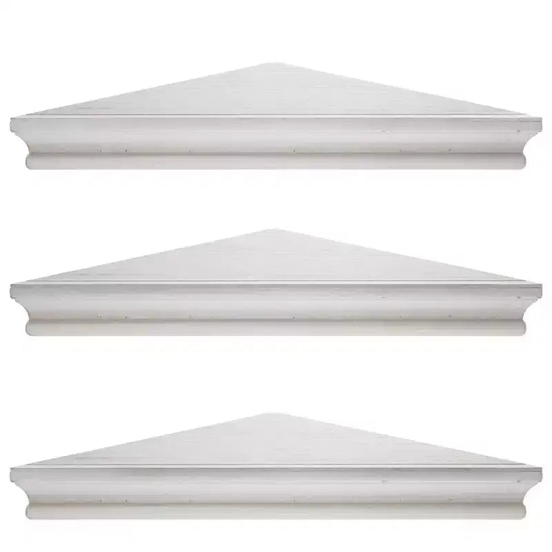 8" x 16" Set of 3 Whitewash Wood Floating Corner Shelves White - American Art Decor: Rustic Farmhouse MDF Storage, No Assembly Required