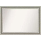 42" x 30" Non-Beveled Parlor Bathroom Wall Mirror Silver - Amanti Art: Modern Rectangle, Polystyrene Frame