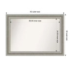Miroir mural de salle de bain 42" x 30" sans biseau en argent - Amanti Art : Rectangle moderne, cadre en polystyrène