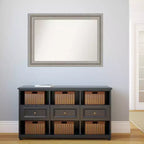 Miroir mural de salle de bain 42" x 30" sans biseau en argent - Amanti Art : Rectangle moderne, cadre en polystyrène