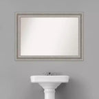 Miroir mural de salle de bain 42" x 30" sans biseau en argent - Amanti Art : Rectangle moderne, cadre en polystyrène