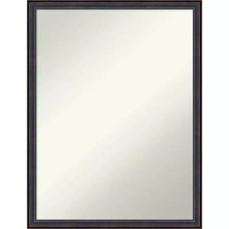 20" x 26" Non-Beveled Scoop Wood Bathroom Wall Mirror Dark Bronze - Amanti Art: Rectangle, Modern Style, Wall Mounted, Includes Hardware