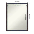 Miroir Mural de Salle de Bain 20" x 26" avec Cadre en Bois Biseauté Bronze Foncé - Amanti Art : Rectangle, Style Moderne, Fixation Murale, Quincaillerie Incluse
