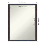 Miroir Mural de Salle de Bain 20" x 26" avec Cadre en Bois Biseauté Bronze Foncé - Amanti Art : Rectangle, Style Moderne, Fixation Murale, Quincaillerie Incluse