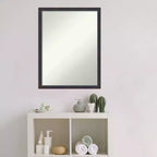 Miroir Mural de Salle de Bain 20" x 26" avec Cadre en Bois Biseauté Bronze Foncé - Amanti Art : Rectangle, Style Moderne, Fixation Murale, Quincaillerie Incluse