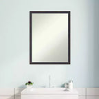 Miroir Mural de Salle de Bain 20" x 26" avec Cadre en Bois Biseauté Bronze Foncé - Amanti Art : Rectangle, Style Moderne, Fixation Murale, Quincaillerie Incluse