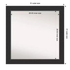 Miroir mural de salle de bain en bois Corvino sans biseau, 31" x 31", noir - Amanti Art : Carré moderne, à fixer au mur, cadre en bois