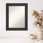Miroir mural rustique en planches d'Espresso, 24 po x 30 po, sans biseau - Amanti Art : Rectangle, cadre en polystyrène, fixation murale