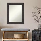 Miroir mural rustique en planches d'Espresso, 24 po x 30 po, sans biseau - Amanti Art : Rectangle, cadre en polystyrène, fixation murale
