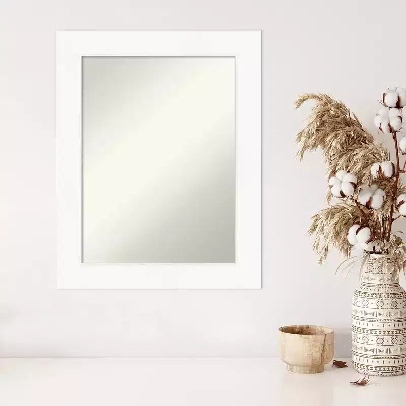 Miroir mural blanc Amanti Art, 61 cm x 76 cm, sans biseau pour armoire