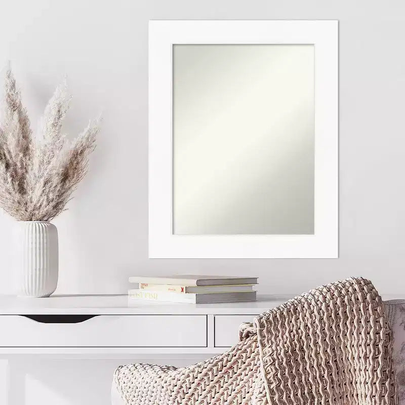 Miroir mural blanc Amanti Art, 61 cm x 76 cm, sans biseau pour armoire