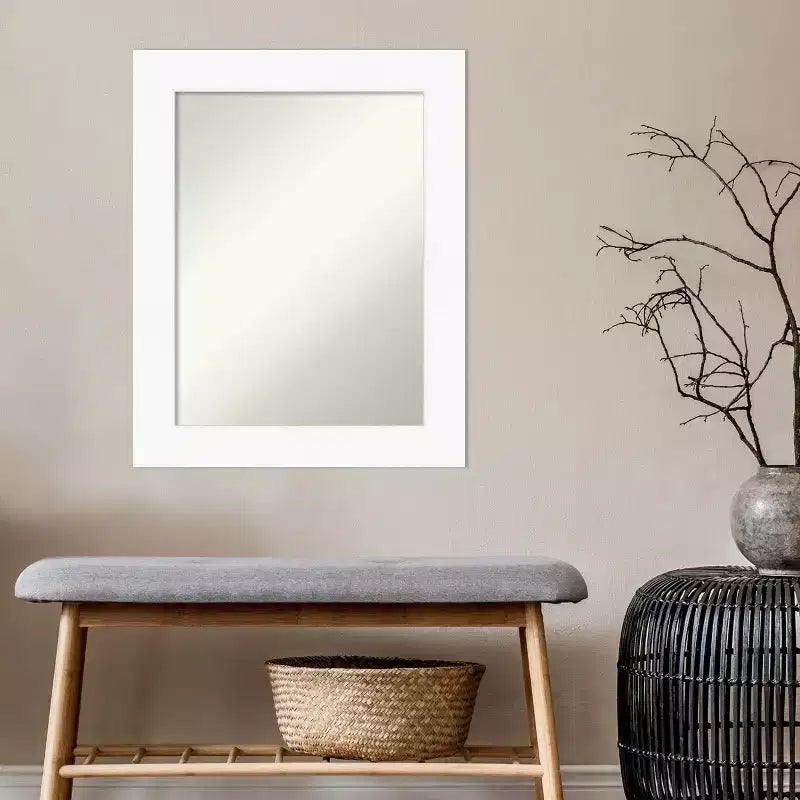 Miroir mural blanc Amanti Art, 61 cm x 76 cm, sans biseau pour armoire