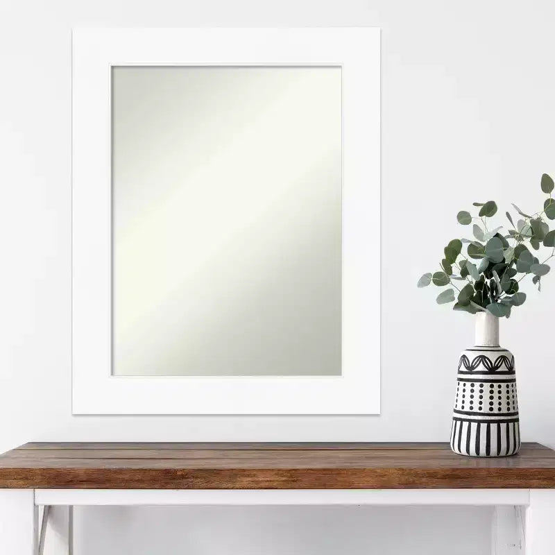 Miroir mural blanc Amanti Art, 61 cm x 76 cm, sans biseau pour armoire