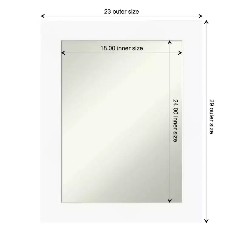 Miroir mural blanc Amanti Art, 61 cm x 76 cm, sans biseau pour armoire
