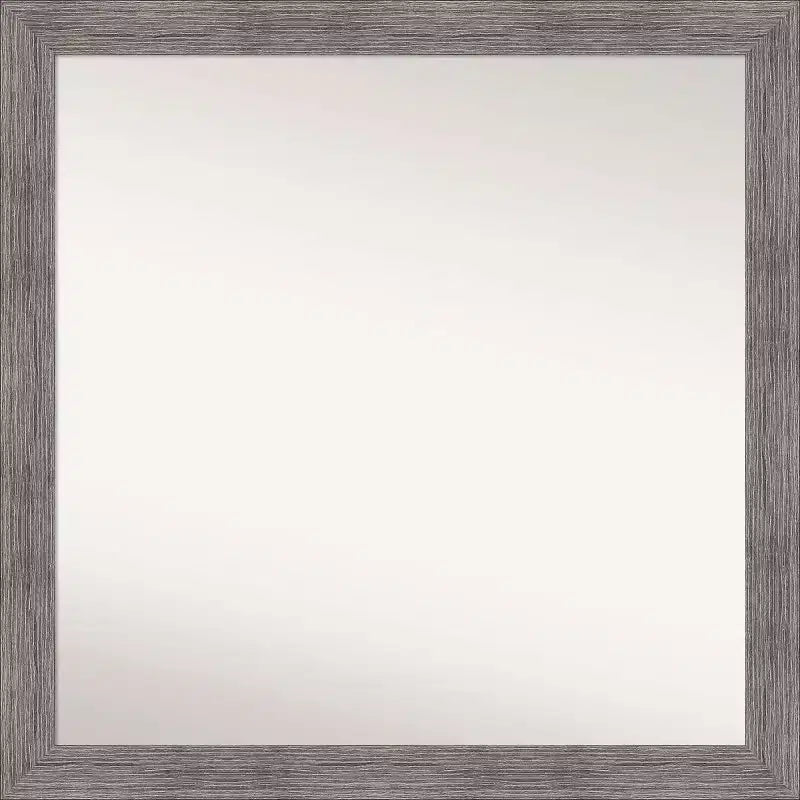 30" x 30" Non-Beveled Pinstripe Plank Gray Narrow Bathroom Wall Mirror - Amanti Art: Includes Mounting Hardware, Polystyrene Frame