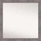 30" x 30" Non-Beveled Pinstripe Plank Gray Narrow Bathroom Wall Mirror - Amanti Art: Includes Mounting Hardware, Polystyrene Frame