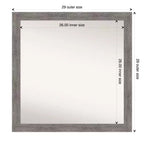 Miroir mural étroit de salle de bain gris rayé sans biseau 30 po x 30 po - Amanti Art : Quincaillerie de montage incluse, cadre en polystyrène