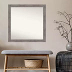 Miroir mural étroit de salle de bain gris rayé sans biseau 30 po x 30 po - Amanti Art : Quincaillerie de montage incluse, cadre en polystyrène