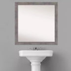 Miroir mural étroit de salle de bain gris rayé sans biseau 30 po x 30 po - Amanti Art : Quincaillerie de montage incluse, cadre en polystyrène