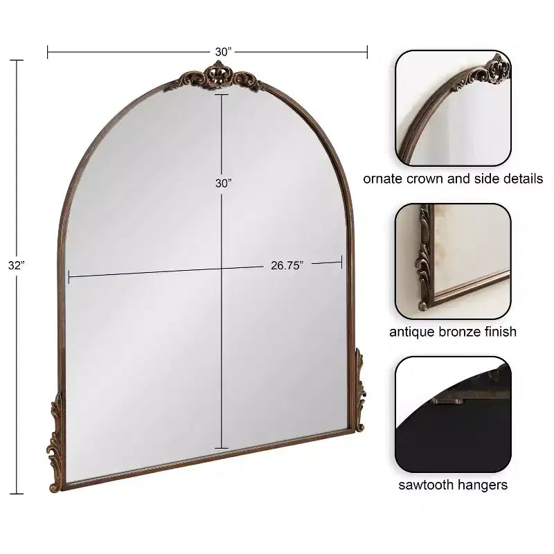 Kate & Laurel All Things Decor Myrcelle Miroir mural décoratif encadré, 32 x 30 po, bronze