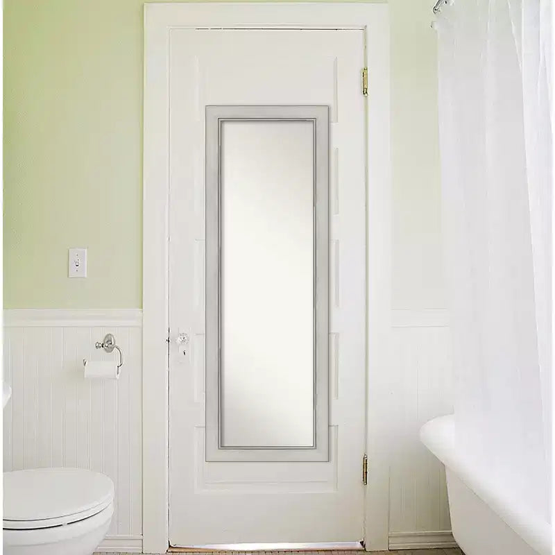 Miroir de porte pleine longueur sans biseau Flair Patina argent 18 po x 52 po – Amanti Art : pour chambre à coucher, montage mural, facile à accrocher