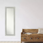 Miroir de porte pleine longueur sans biseau Flair Patina argent 18 po x 52 po – Amanti Art : pour chambre à coucher, montage mural, facile à accrocher