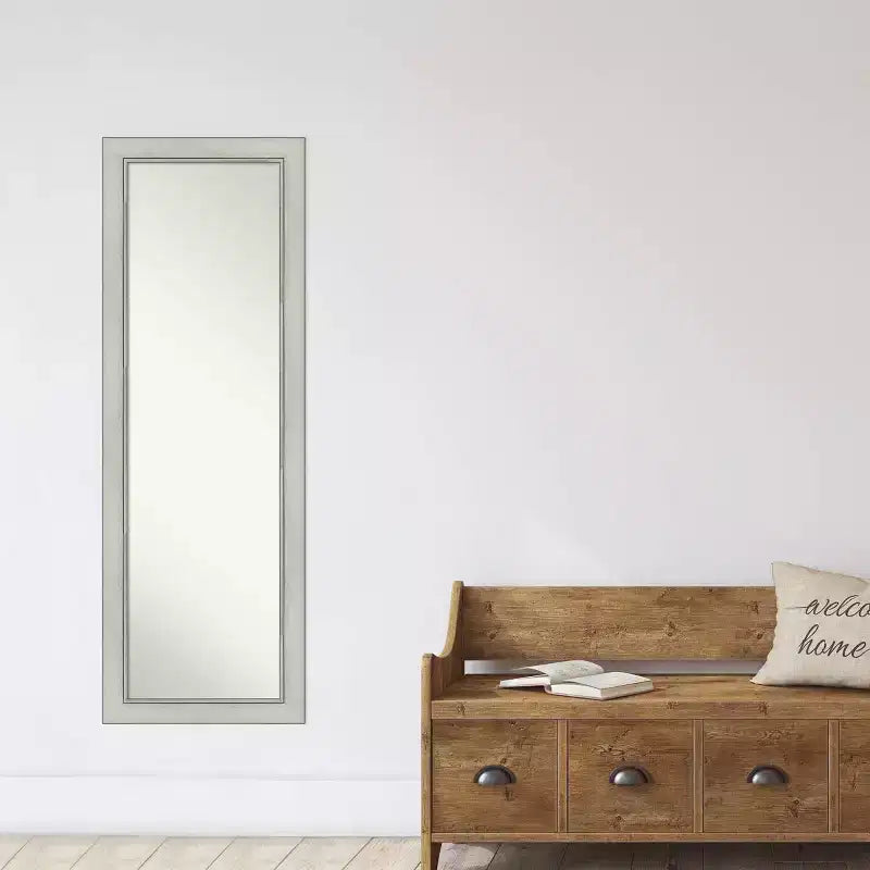 Miroir de porte pleine longueur sans biseau Flair Patina argent 18 po x 52 po – Amanti Art : pour chambre à coucher, montage mural, facile à accrocher