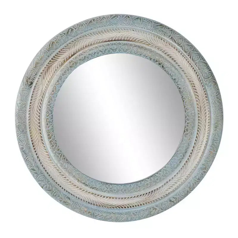 Wood Floral Carved Wall Mirror Beige - Olivia & May: Country Cottage, MDF Frame, No Assembly Required
