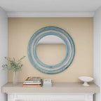 Miroir Mural Sculpté Floral en Bois Beige - Olivia & May : Cottage Champêtre, Cadre en MDF, Aucun Assemblage Requis