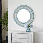 Miroir Mural Sculpté Floral en Bois Beige - Olivia & May : Cottage Champêtre, Cadre en MDF, Aucun Assemblage Requis
