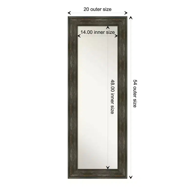Miroir de porte pleine longueur sans biseau 50,8 cm x 137,2 cm style rustique – Amanti Art : cadre en polystyrène, quincaillerie de montage incluse