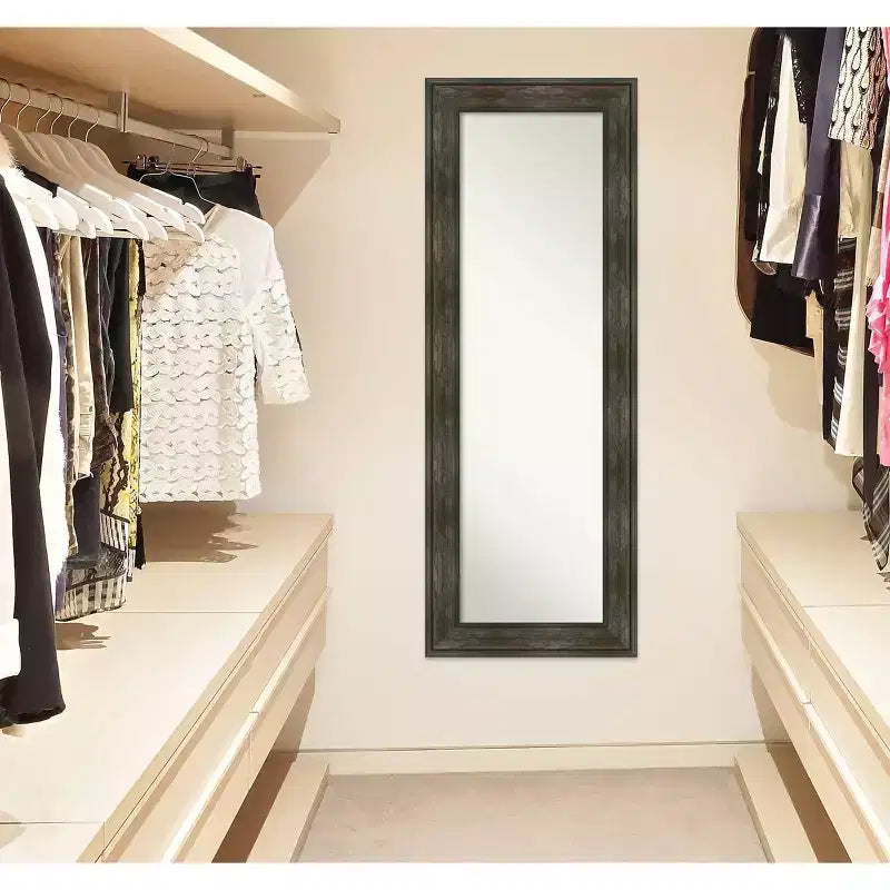 Miroir de porte pleine longueur sans biseau 50,8 cm x 137,2 cm style rustique – Amanti Art : cadre en polystyrène, quincaillerie de montage incluse