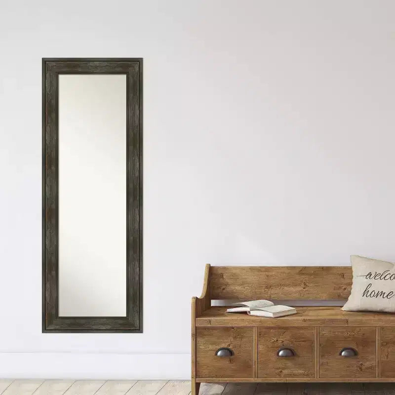 Miroir de porte pleine longueur sans biseau 50,8 cm x 137,2 cm style rustique – Amanti Art : cadre en polystyrène, quincaillerie de montage incluse