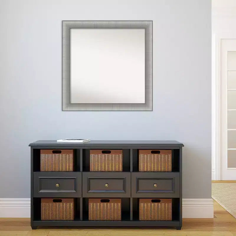 Miroir mural élégant en étain brossé non biseauté 31" x 31" - Amanti Art