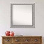 Miroir mural élégant en étain brossé non biseauté 31" x 31" - Amanti Art