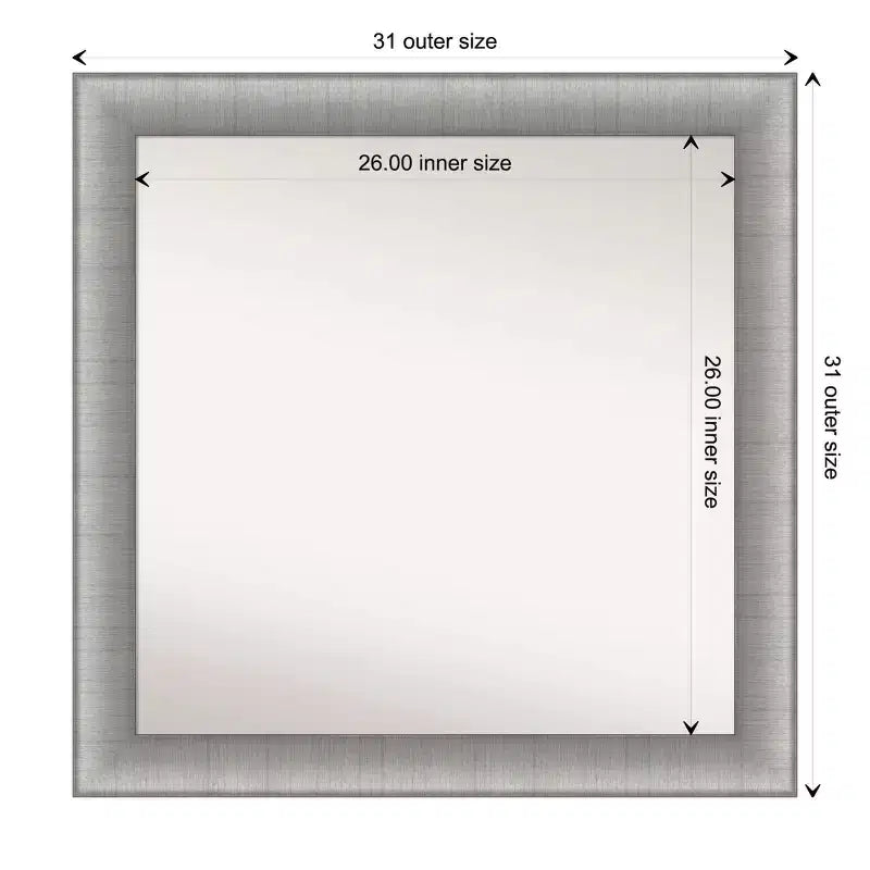 Miroir mural élégant en étain brossé non biseauté 31" x 31" - Amanti Art