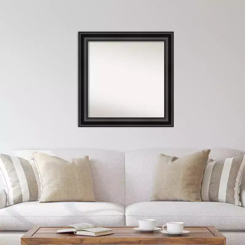Miroir mural Grand Noir non biseauté 32 po x 32 po - Amanti Art
