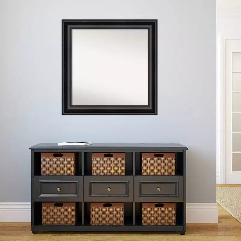 Miroir mural Grand Noir non biseauté 32 po x 32 po - Amanti Art