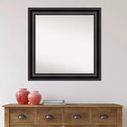 Miroir mural Grand Noir non biseauté 32 po x 32 po - Amanti Art