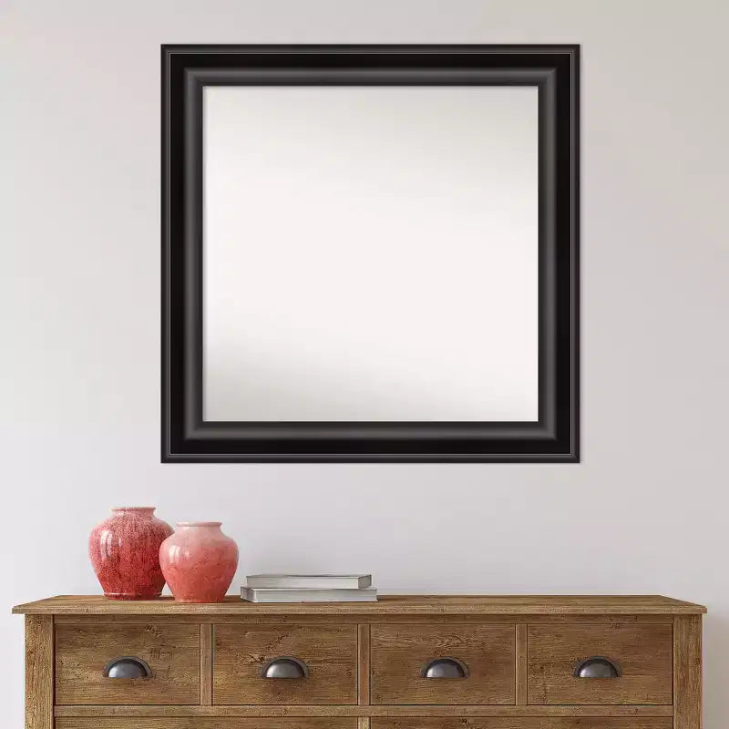 Miroir mural Grand Noir non biseauté 32 po x 32 po - Amanti Art
