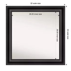 Miroir mural Grand Noir non biseauté 32 po x 32 po - Amanti Art