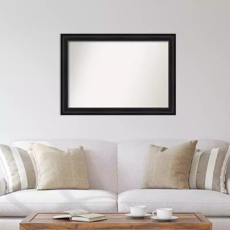 Miroir mural noir Astor non biseauté 41" x 29" - Amanti Art : cadre rectangulaire moderne en polystyrène, quincaillerie de montage incluse