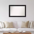 Miroir mural noir Astor non biseauté 41" x 29" - Amanti Art : cadre rectangulaire moderne en polystyrène, quincaillerie de montage incluse