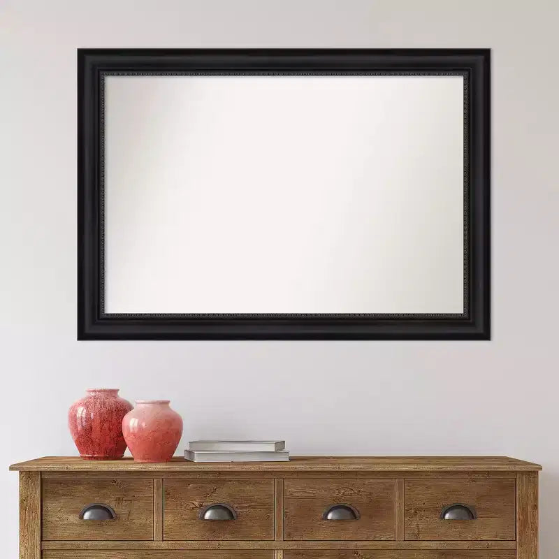 Miroir mural noir Astor non biseauté 41" x 29" - Amanti Art : cadre rectangulaire moderne en polystyrène, quincaillerie de montage incluse