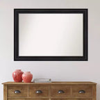 Miroir mural noir Astor non biseauté 41" x 29" - Amanti Art : cadre rectangulaire moderne en polystyrène, quincaillerie de montage incluse