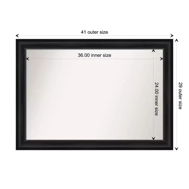 Miroir mural noir Astor non biseauté 41" x 29" - Amanti Art : cadre rectangulaire moderne en polystyrène, quincaillerie de montage incluse