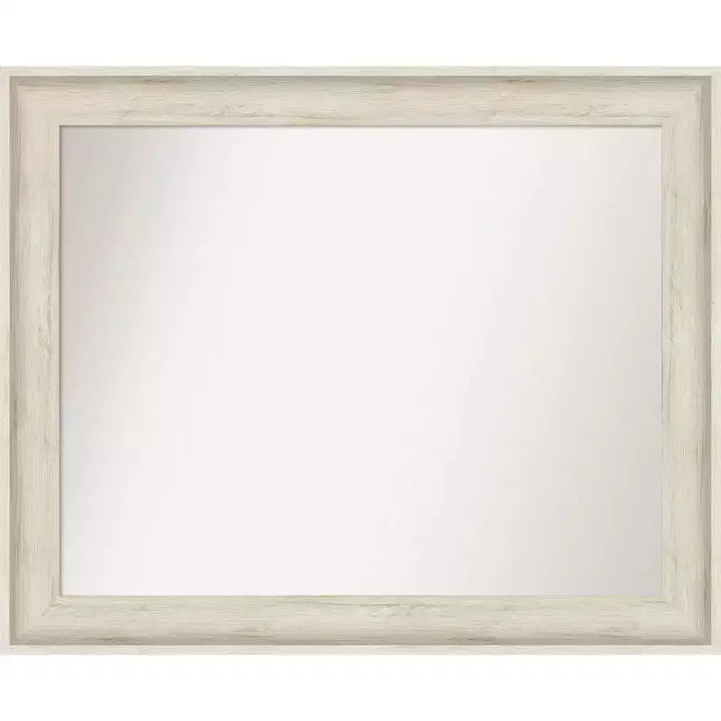 33" x 27" Non-Beveled Regal Birch Cream Bathroom Wall Mirror - Amanti Art: Rectangle, Polystyrene Frame, Wall Mounted